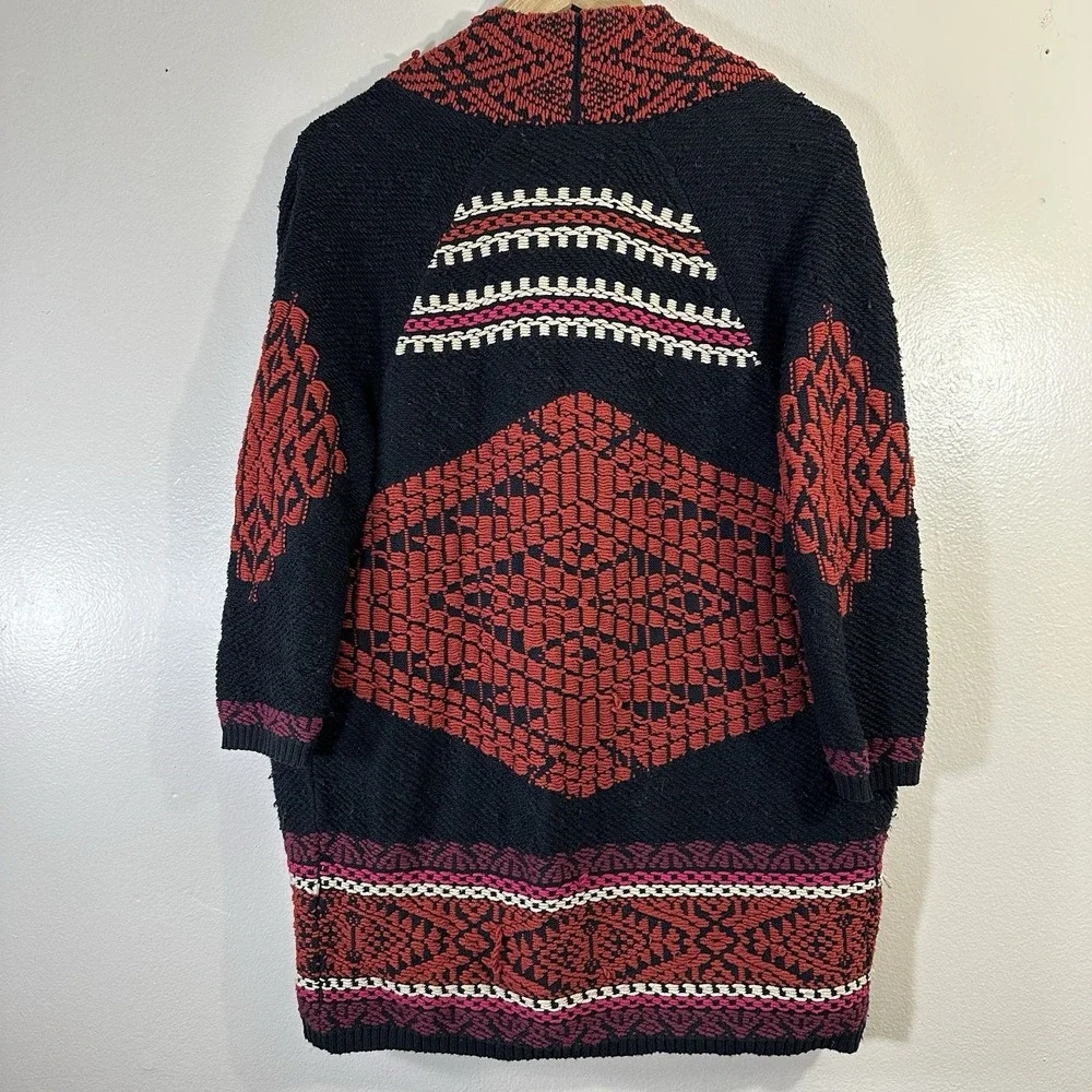 Lucky Brand Women's XS Aztec Print Long‎ Sweater Cotton Linen Blend Bohemian